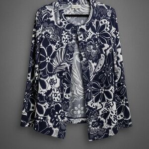 Alfred Dunner NAVY  and WHITE Floral Jacket